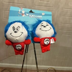 Dog 2 Pack Dr. Seuss The Cat In The Hat Thing 1 & Thing 2 Squeaky Toy Set 6”